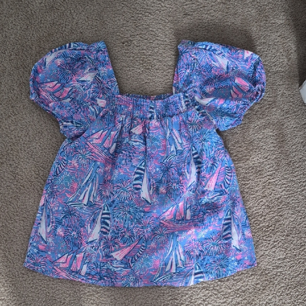 Lilly Pulitzer Blue and Pink Sailboat Blouse